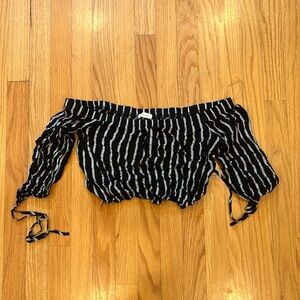Striped off the shoulder crop top